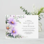 All in One Purple and White Daisies Wedding Kaart (Staand voorkant)