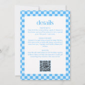 All in One QR Code Blauwe Check Retro Baby Shower Kaart (Achterkant)