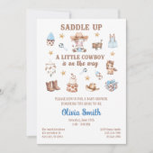 All-in-One QR-code Cowboy Baby Shower Uitnodiging (Voorkant)