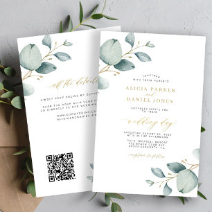 All-in-one QR-code eucalyptus trouwuitnodiging