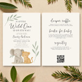 All in One QR Code Wild One Safari Baby Shower Kaart