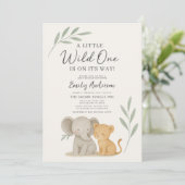 All in One QR Code Wild One Safari Baby Shower Kaart (Staand voorkant)