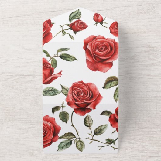 All in One Red Roses bruiloft uitgenodigd All In One Uitnodiging (Buitenkant)