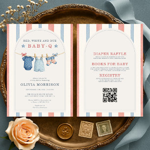 All in One Red White en Due Baby-Q Baby Shower Kaart