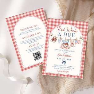 All in One Red White en Due Baby Shower Kaart