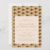 All-in-One Retro Art Deco Black en Gold Wedding Kaart (Voorkant)