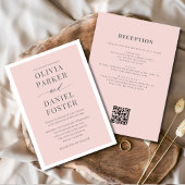 All in One Romantic Blush Pink QR Code Wedding Kaart