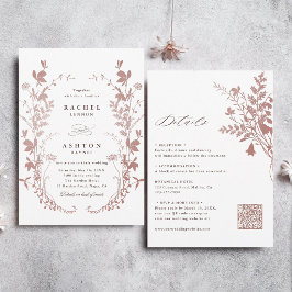 All In One Romantische Stof Roze Botanische Trouwk Kaart