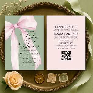 All in One Roze Boog Sage Groen Baby Borrel Kaart