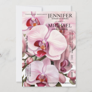 All in One Roze Orchideeën Trouwkaarten Kaart