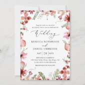 All-in-one Roze Peach Wildflower Wedding Kaart (Voorkant)
