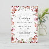 All-in-one Roze Peach Wildflower Wedding Kaart (Staand voorkant)