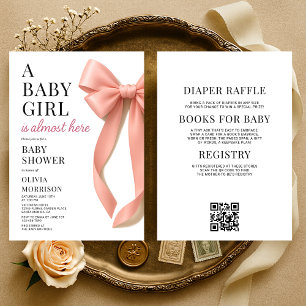 All in One Roze Strik Baby Shower Kaart
