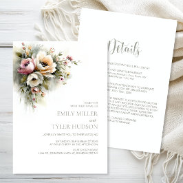 All in One Rustic Pink and Orange Floral Wedding Kaart