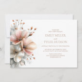 All in One Rustic Pink Floral Wedding Kaart (Voorkant)