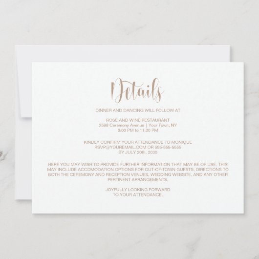 All in One Rustic Pink Floral Wedding Kaart (Achterkant)