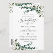 All-In-One Rustic Watercolor Greenery QR Wedding Kaart (Voorkant / Achterkant)