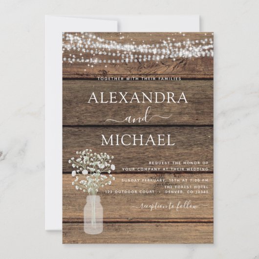 All In One Rustieke QR Code Landelijke Pot Huwelij Kaart (Voorkant)