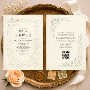 All in One Rustieke Wilde Bloem Boho Baby Shower Kaart