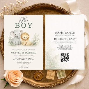 All in One Safari Dieren Koppel Baby Shower Kaart