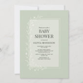 All in One Sage Green Botanical Floral Baby Shower Kaart (Voorkant)