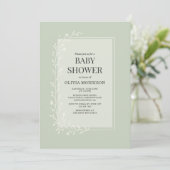 All in One Sage Green Botanical Floral Baby Shower Kaart (Staand voorkant)