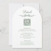 All in One Sage Green Floral Garden Wedding Arch Kaart (Achterkant)
