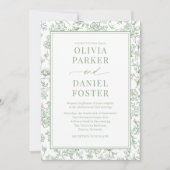 All in One Sage Green French Floral Toile Kaart (Voorkant)