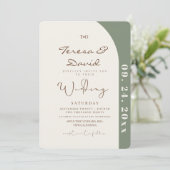 All in One Sage Green Modern Wedding Kaart (Staand voorkant)
