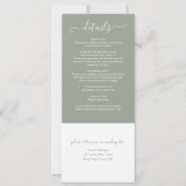 All In One Sage Groene Elegante Script Bruiloft Kaart (Achterkant)