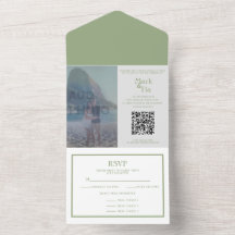 All in One Sage Wedding Photo Invitation QR-code