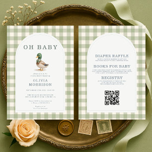 All in One Salie Groene Wilde Eend Baby Shower Kaart