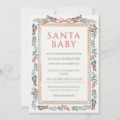 All in One Santa Baby Bow Christmas Baby Shower Kaart (Voorkant)