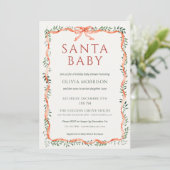 All in One Santa Baby Bow Winter Baby Shower Kaart (Staand voorkant)