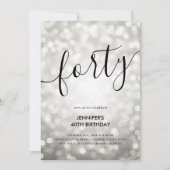 All in One Silver Glitter Lights 40 Verjaardag Kaart (Voorkant)