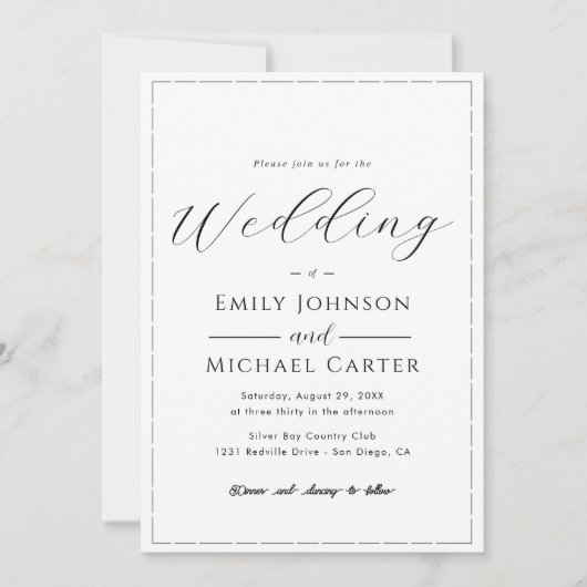 All-In-One Simple Classic Black & White Wedding In Kaart (Voorkant)