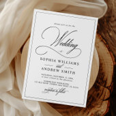 All-in-One Simple Classic Black & White Wedding Kaart