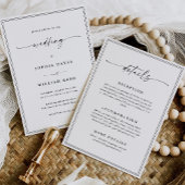 All-in-One Simple Classic Black & White Wedding Kaart