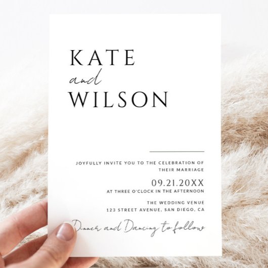 All-in-One Simple Classic Black & White Wedding Kaart