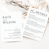 All-in-One Simple Classic Black & White Wedding Kaart