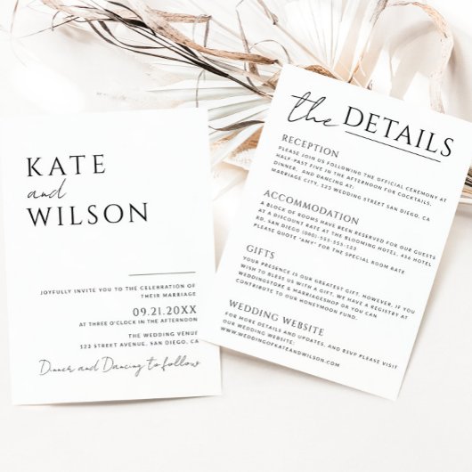 All-in-One Simple Classic Black & White Wedding Kaart
