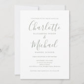 All In One Simple Sage Green Script Trouw Kaart (Voorkant)
