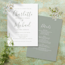 All In One Simple Sage Green Script Trouw Kaart