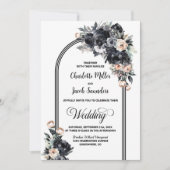 All in One Smokey Zwart Bloemenboog Bruiloft Kaart (Voorkant)