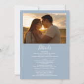 All In One Stof Blauw Groene Foto Bruiloft Kaart (Achterkant)