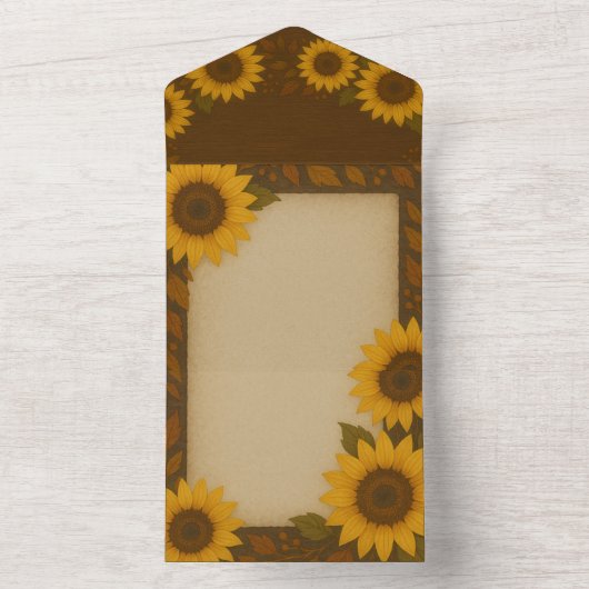All-In-One Sunflower Invitation All In One Uitnodiging (Binnen)