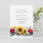 All in One Sunflowers and Roses Wedding Kaart (Staand voorkant)