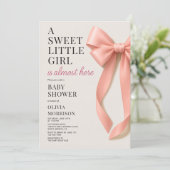 All in One Sweet Little Girl Bow Baby Shower Kaart (Staand voorkant)