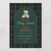 All in One Teddy Bear Plaid Green Baby Shower Kaart (Voorkant)