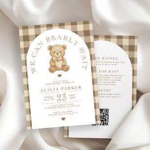 All in one teddybeer neutrale baby shower kaart